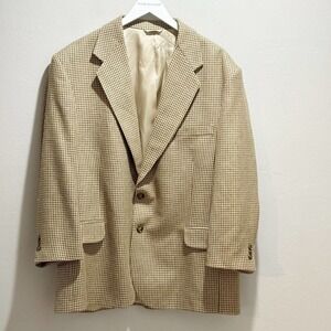IRVINE PARK Men’S Wool Blend Blazer Sport Coat Jacket Herringbone Green Beige 46